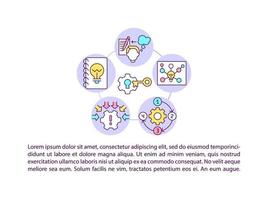 icônes de ligne de concept de pensée créative avec texte vecteur