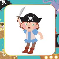 mignonne pirate carte flash pour les enfants. prêt à imprimer. imprimable Jeu carte. éducatif carte pour préscolaire. vecteur illustration.