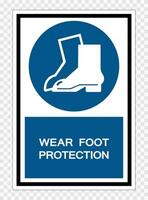 porter le signe de symbole de protection des pieds isoler sur fond transparent, illustration vectorielle vecteur