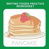 l'écriture nourriture nom. l'écriture activité pour les enfants. l'écriture entraine toi. imprimable feuille de travail. vecteur