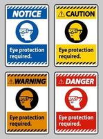 Signer une protection oculaire requise sur fond blanc vecteur