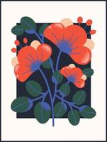 printemps abstrait fleur Contexte vecteur. contemporain art conception avec floral, feuilles, plante dans grunge texture. botanique la nature illustré parfait pour mur art, affiche, fond d'écran, couverture, bannière. vecteur