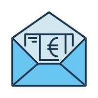 ouvert enveloppe avec euro en espèces vecteur UE la finance concept coloré icône