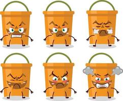 Halloween seau dessin animé personnage avec divers en colère expressions vecteur