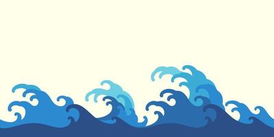 océan mer vague asiatique ancien style plat conception sans couture fond d'écran vecteur
