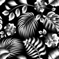 abstrait Contexte avec monochromatique tropical feuilles et fleurs les plantes feuillage dans sombre. vecteur conception. plat jungle imprimer. floral Contexte. exotique tropiques fond d'écran. été conception. impressions textile