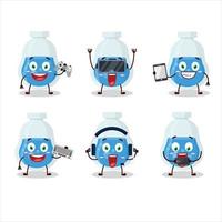 bleu potion dessin animé personnage sont en jouant Jeux avec divers mignonne émoticônes vecteur