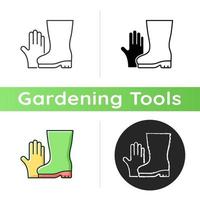icône de gants et bottes de jardinage vecteur