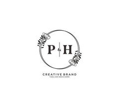 initiale ph des lettres main tiré féminin et floral botanique logo adapté pour spa salon peau cheveux beauté boutique et cosmétique entreprise. vecteur