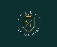 modèle de logo de luxe royal de lettre ai initiale dans l'art vectoriel pour le restaurant, la royauté, la boutique, le café, l'hôtel, l'héraldique, les bijoux, la mode et d'autres illustrations vectorielles.