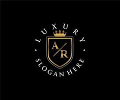 modèle de logo de luxe royal lettre initiale ar dans l'art vectoriel pour le restaurant, la royauté, la boutique, le café, l'hôtel, l'héraldique, les bijoux, la mode et d'autres illustrations vectorielles.