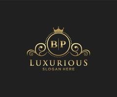modèle initial de logo de luxe royal de lettre bp dans l'art vectoriel pour le restaurant, la royauté, la boutique, le café, l'hôtel, l'héraldique, les bijoux, la mode et d'autres illustrations vectorielles.