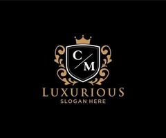 modèle de logo de luxe royal de lettre cm initiale dans l'art vectoriel pour le restaurant, la royauté, la boutique, le café, l'hôtel, l'héraldique, les bijoux, la mode et d'autres illustrations vectorielles.