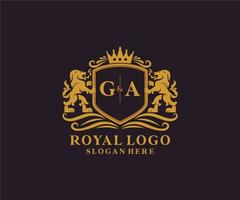 modèle initial de logo de luxe ga lettre lion royal dans l'art vectoriel pour le restaurant, la royauté, la boutique, le café, l'hôtel, l'héraldique, les bijoux, la mode et d'autres illustrations vectorielles.