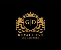 modèle initial de logo de luxe gd lettre lion royal dans l'art vectoriel pour le restaurant, la royauté, la boutique, le café, l'hôtel, l'héraldique, les bijoux, la mode et d'autres illustrations vectorielles.