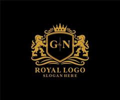 modèle de logo de luxe royal lion lettre initiale gn dans l'art vectoriel pour le restaurant, la royauté, la boutique, le café, l'hôtel, l'héraldique, les bijoux, la mode et d'autres illustrations vectorielles.