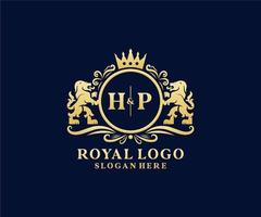 modèle initial de logo de luxe hp lettre lion royal dans l'art vectoriel pour le restaurant, la royauté, la boutique, le café, l'hôtel, l'héraldique, les bijoux, la mode et d'autres illustrations vectorielles.