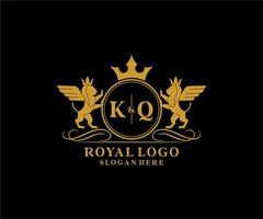 initiale kq lettre Lion Royal luxe héraldique, crête logo modèle dans vecteur art pour restaurant, royalties, boutique, café, hôtel, héraldique, bijoux, mode et autre vecteur illustration.