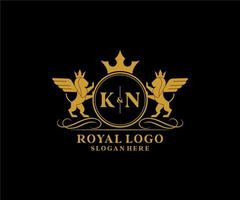 initiale kn lettre Lion Royal luxe héraldique, crête logo modèle dans vecteur art pour restaurant, royalties, boutique, café, hôtel, héraldique, bijoux, mode et autre vecteur illustration.