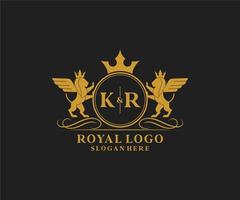initiale kr lettre Lion Royal luxe héraldique, crête logo modèle dans vecteur art pour restaurant, royalties, boutique, café, hôtel, héraldique, bijoux, mode et autre vecteur illustration.