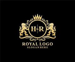 modèle de logo de luxe royal lion lettre initiale hr dans l'art vectoriel pour le restaurant, la royauté, la boutique, le café, l'hôtel, l'héraldique, les bijoux, la mode et d'autres illustrations vectorielles.