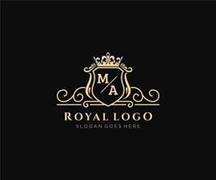 initiale ma lettre luxueux marque logo modèle, pour restaurant, royalties, boutique, café, hôtel, héraldique, bijoux, mode et autre vecteur illustration.