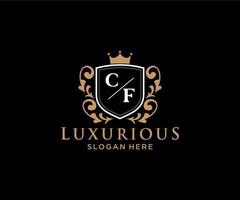 modèle initial de logo de luxe royal de lettre cf dans l'art vectoriel pour le restaurant, la royauté, la boutique, le café, l'hôtel, l'héraldique, les bijoux, la mode et d'autres illustrations vectorielles.