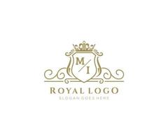 initiale mi lettre luxueux marque logo modèle, pour restaurant, royalties, boutique, café, hôtel, héraldique, bijoux, mode et autre vecteur illustration.