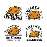 poulet nourriture badge conception logo collection vecteur