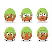 choco vert bonbons dessin animé personnage avec triste expression vecteur