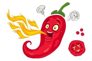 dessin animé rouge le Chili pour mexicain nourriture vecteur