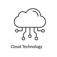 nuage La technologie vecteur contour Icônes. Facile Stock illustration Stock