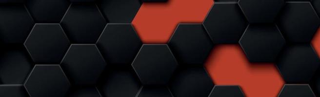 hexagones abstraits noirs sur fond rouge vecteur