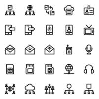 contour Icônes pour réseau et communication. vecteur