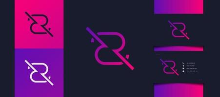 création de logo lettre initiale rr avec concept linéaire en dégradé coloré, utilisable pour l'identité commerciale ou technologique vecteur