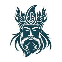 puissant poseidon avec une algue couronne, longue barbe, et moustache. vecteur portrait de le Dieu de le les mers parfait pour logo emblèmes, insignes, mascottes, artisanat, sublimation.