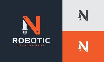 initiale n robot bras logo vecteur