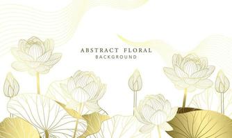 lotus luxe main tiré botanique feuilles ligne art Contexte vecteur