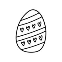 mignon oeuf de pâques décoré isolé sur fond blanc. illustration vectorielle dessinée à la main dans un style doodle. parfait pour les motifs de vacances, les cartes, le logo, les décorations. vecteur