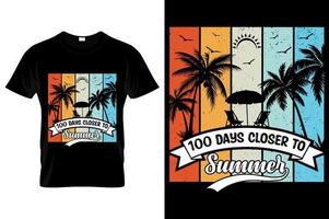 100 journées plus proche à été T-shirt conception. meilleur pour mode graphique, T-shirt pro vecteur