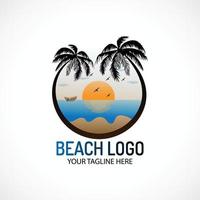 création de logo de plage de voyage vecteur