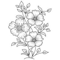 ensemble de différents fleur ligne sur blanc Contexte. fleurs dessin avec dessin au trait sur blanc arrière-plans. vecteur