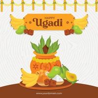 conception de bannière de célébration ugadi réaliste vecteur