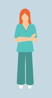 femme infirmière dans vert uniforme. vecteur illustration