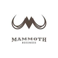 initiale lettre m mammouth Ivoire icône logo conception modèle vecteur