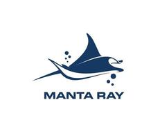 manta rayon animal, patin ou Raie poisson symbole vecteur