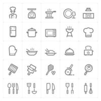 ustensiles de cuisine et icônes de ligne de cuisson. illustration vectorielle sur fond blanc. vecteur