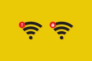 icône Wifi réseau problèmes, plat conception vecteur illustration