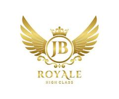 d'or lettre jb modèle logo luxe or lettre avec couronne. monogramme alphabet . magnifique Royal initiales lettre. vecteur