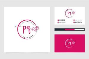 initiale pq féminin logo collections et affaires carte modèle prime vecteur